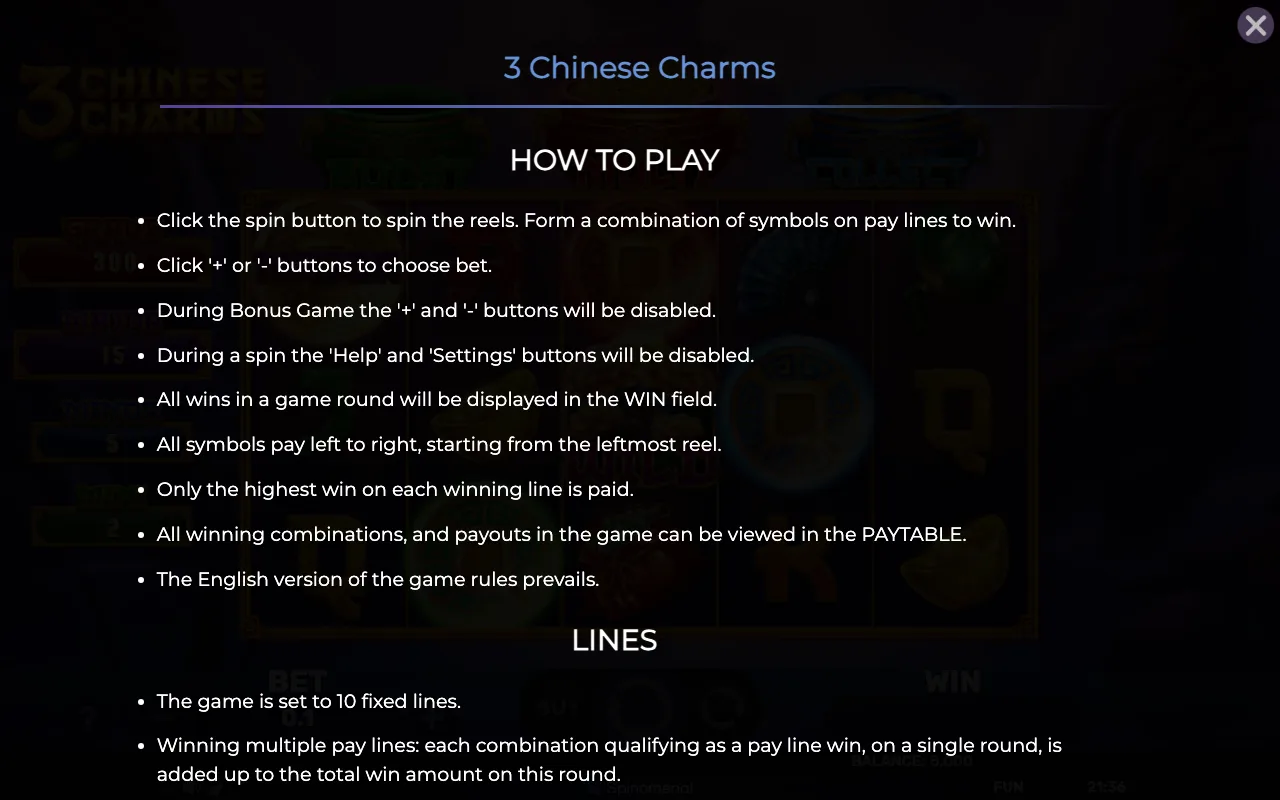 How to play — 3 Chinese Charms