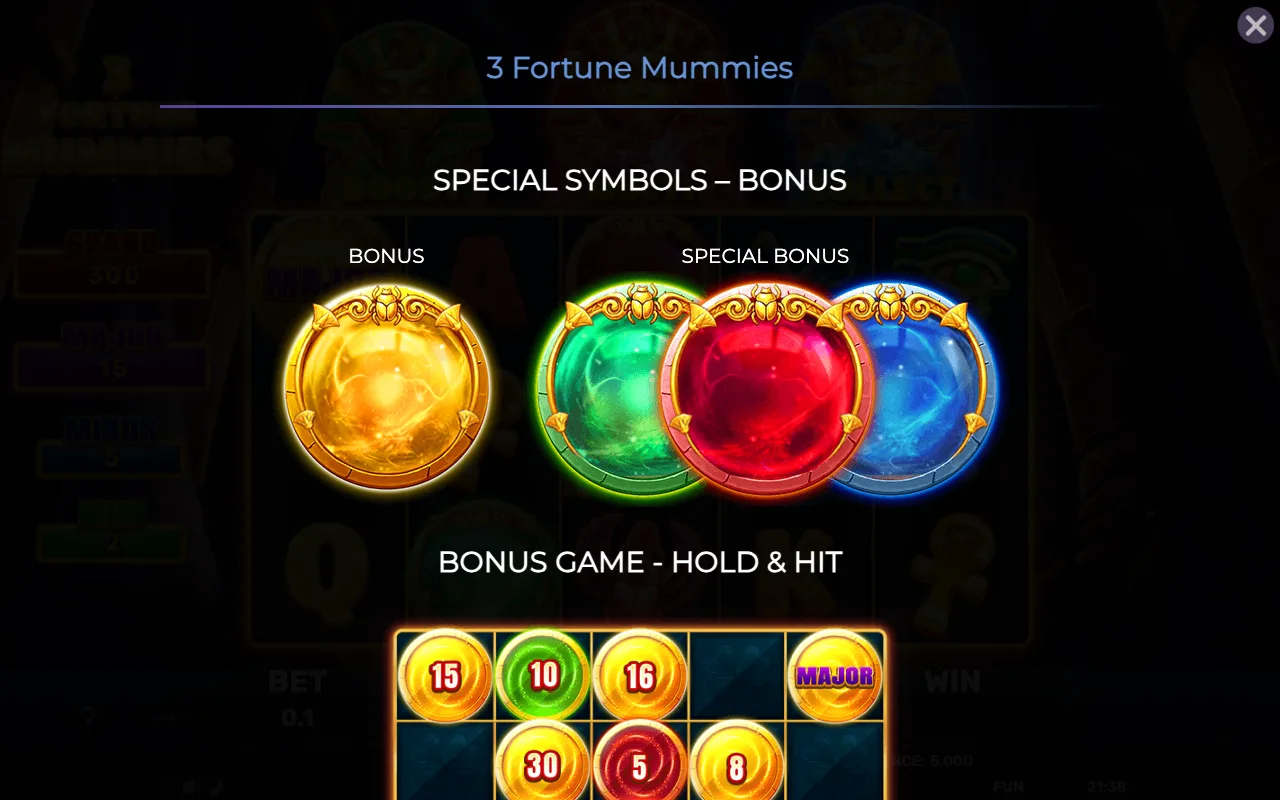 Special symbols - bonus — 3 Fortune Mummies