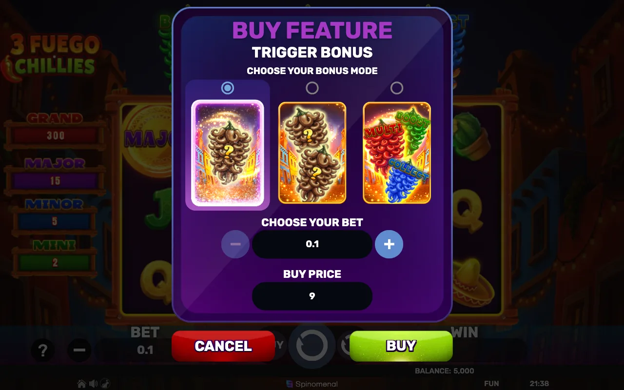 Buying the feature — 3 Fuego Chillies