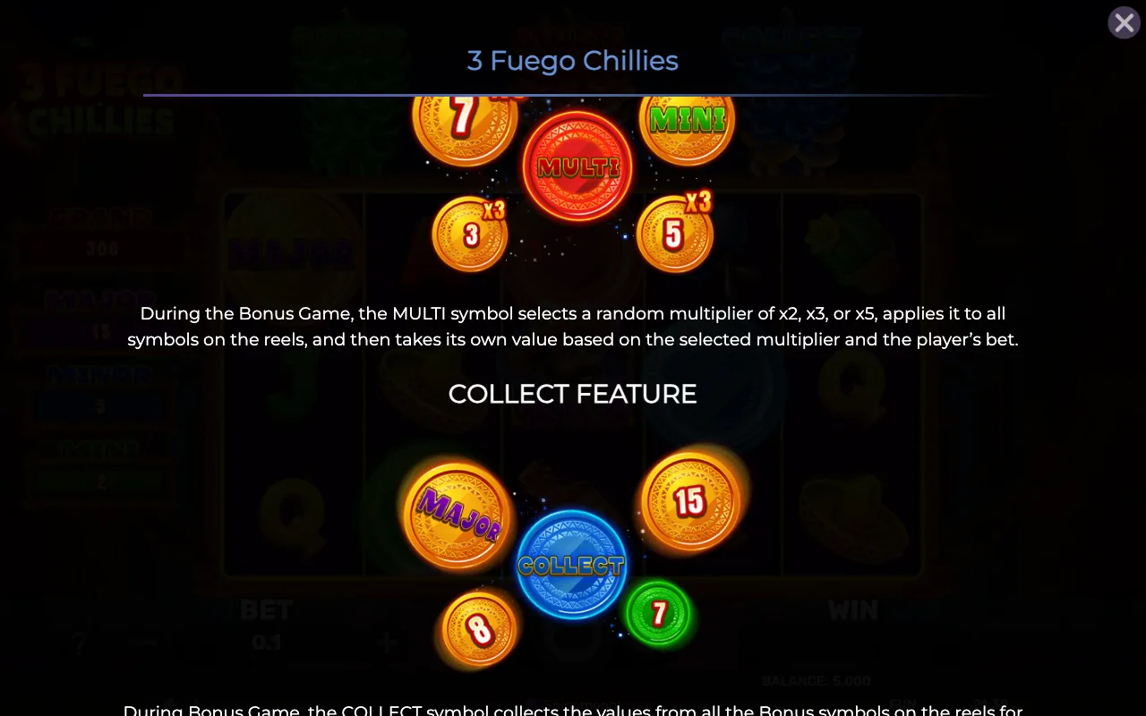 Collect feature — 3 Fuego Chillies