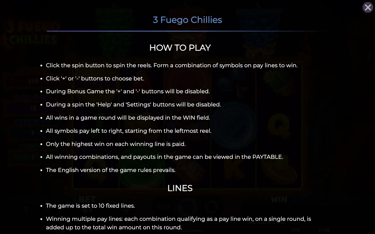 How to play — 3 Fuego Chillies