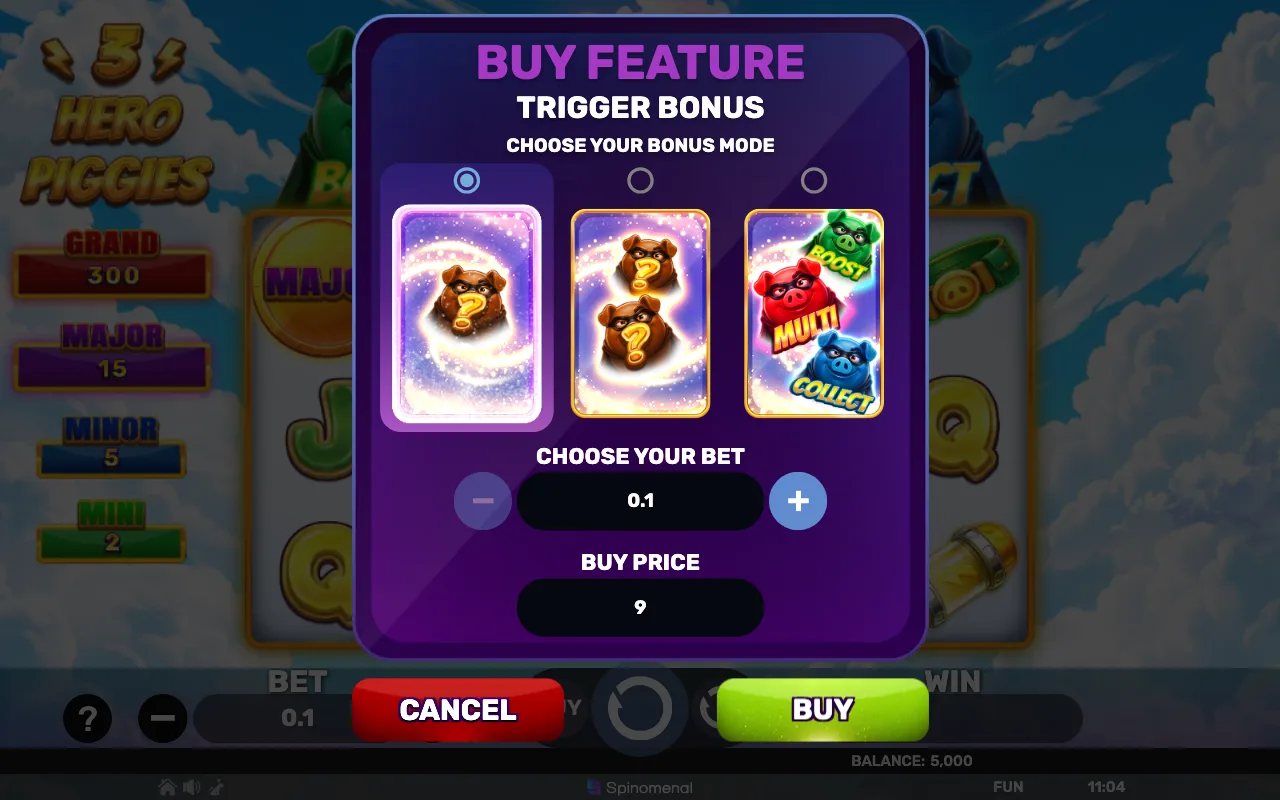 Buying the feature — 3 Hero Piggies