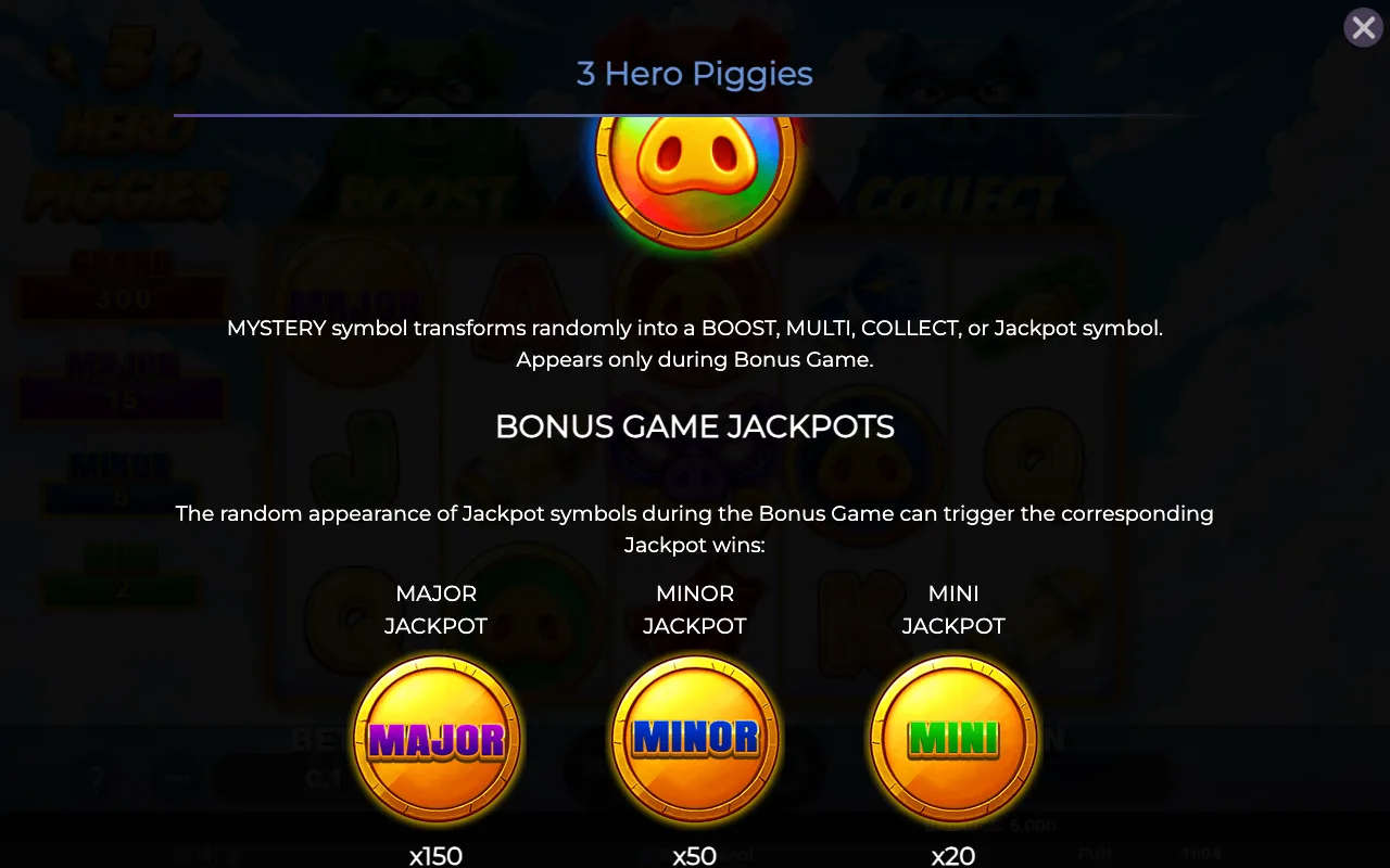 Bonus game jackpots — 3 Hero Piggies