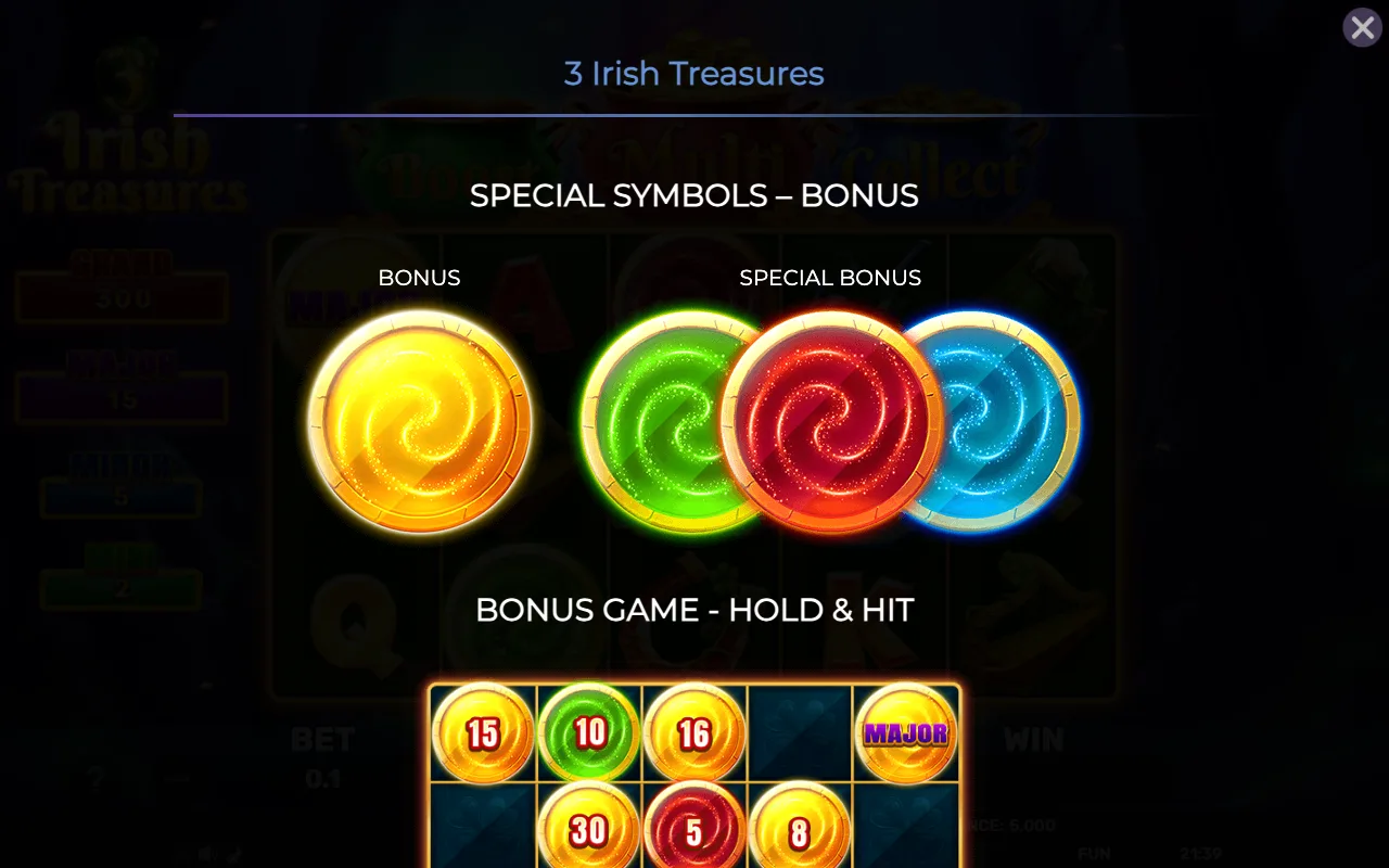 Special symbols - bonus — 3 Irish Treasures