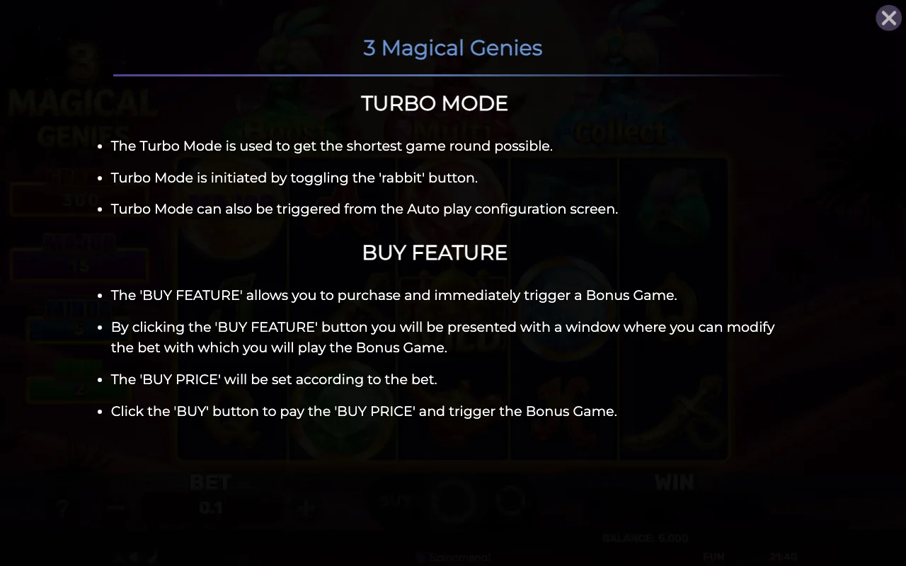 Buy feature — 3 Magical Genies