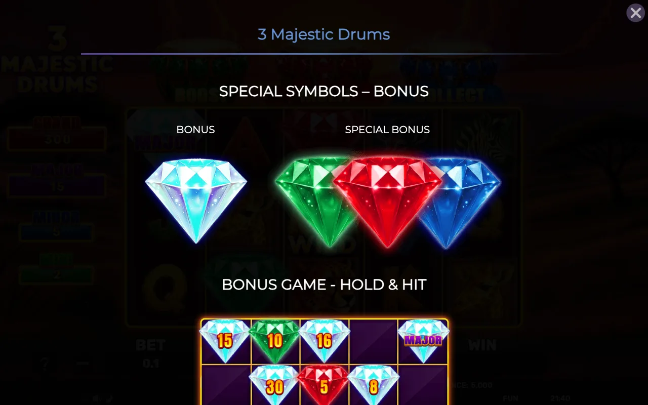 Special symbols - bonus — 3 Majestic Drums