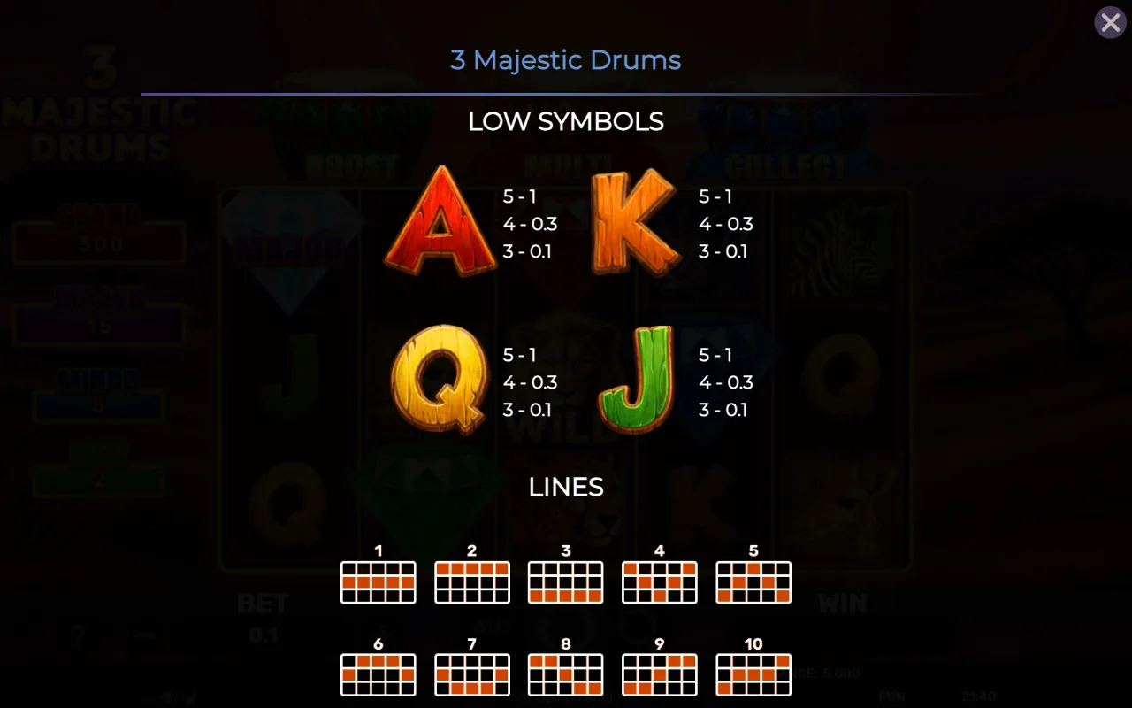 Low symbols — 3 Majestic Drums