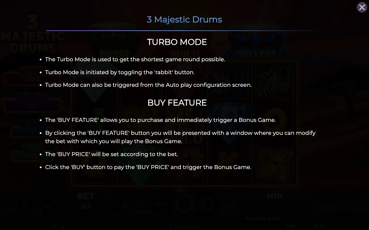 Buy feature — 3 Majestic Drums