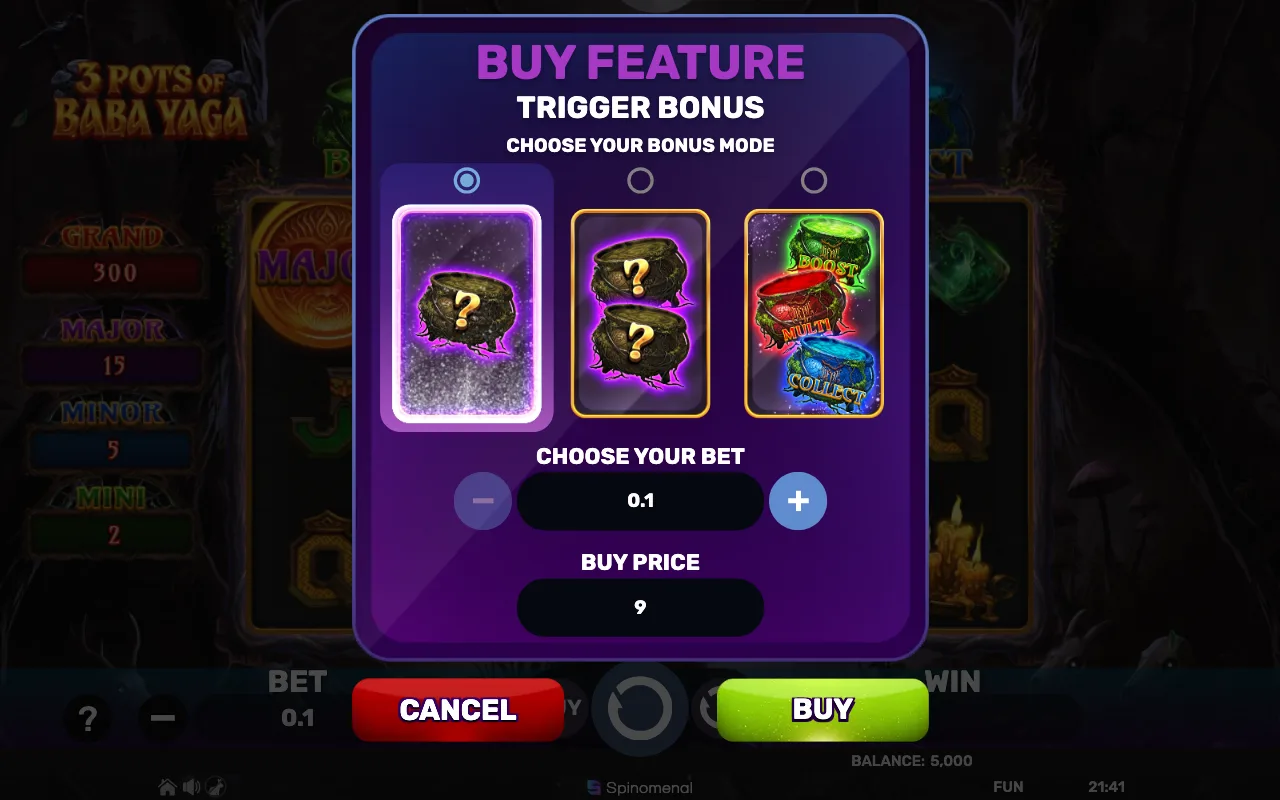 Buying the feature — 3 Pots of Baba Yaga