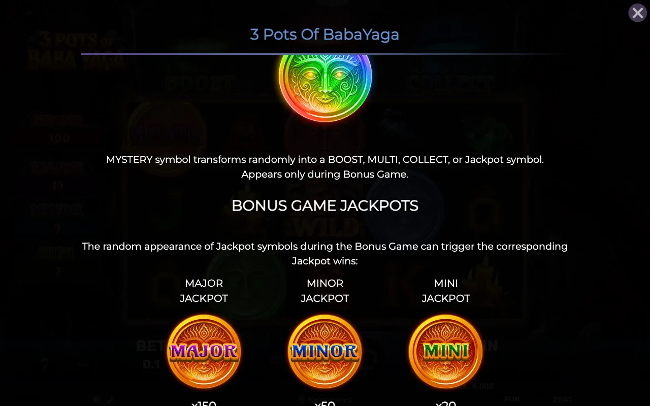 Bonus game jackpots — 3 Pots of Baba Yaga