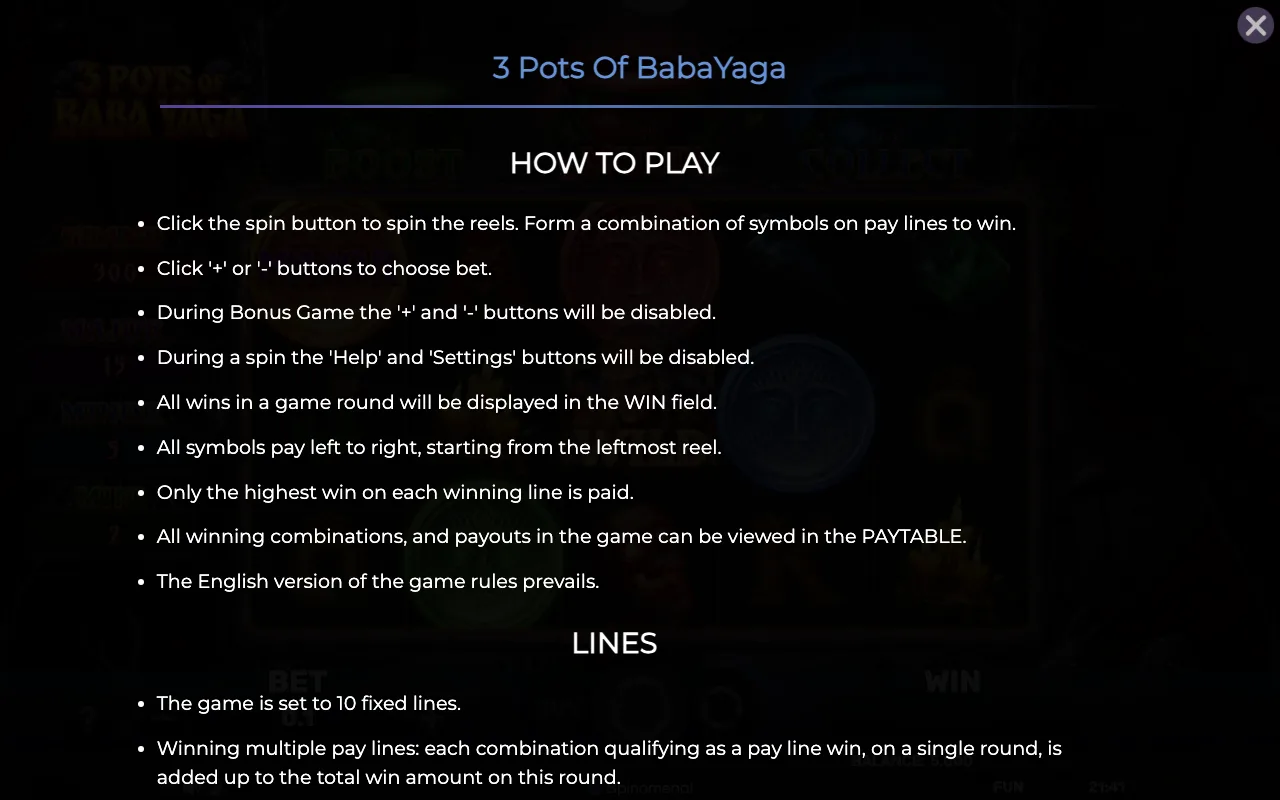 How to play — 3 Pots of Baba Yaga