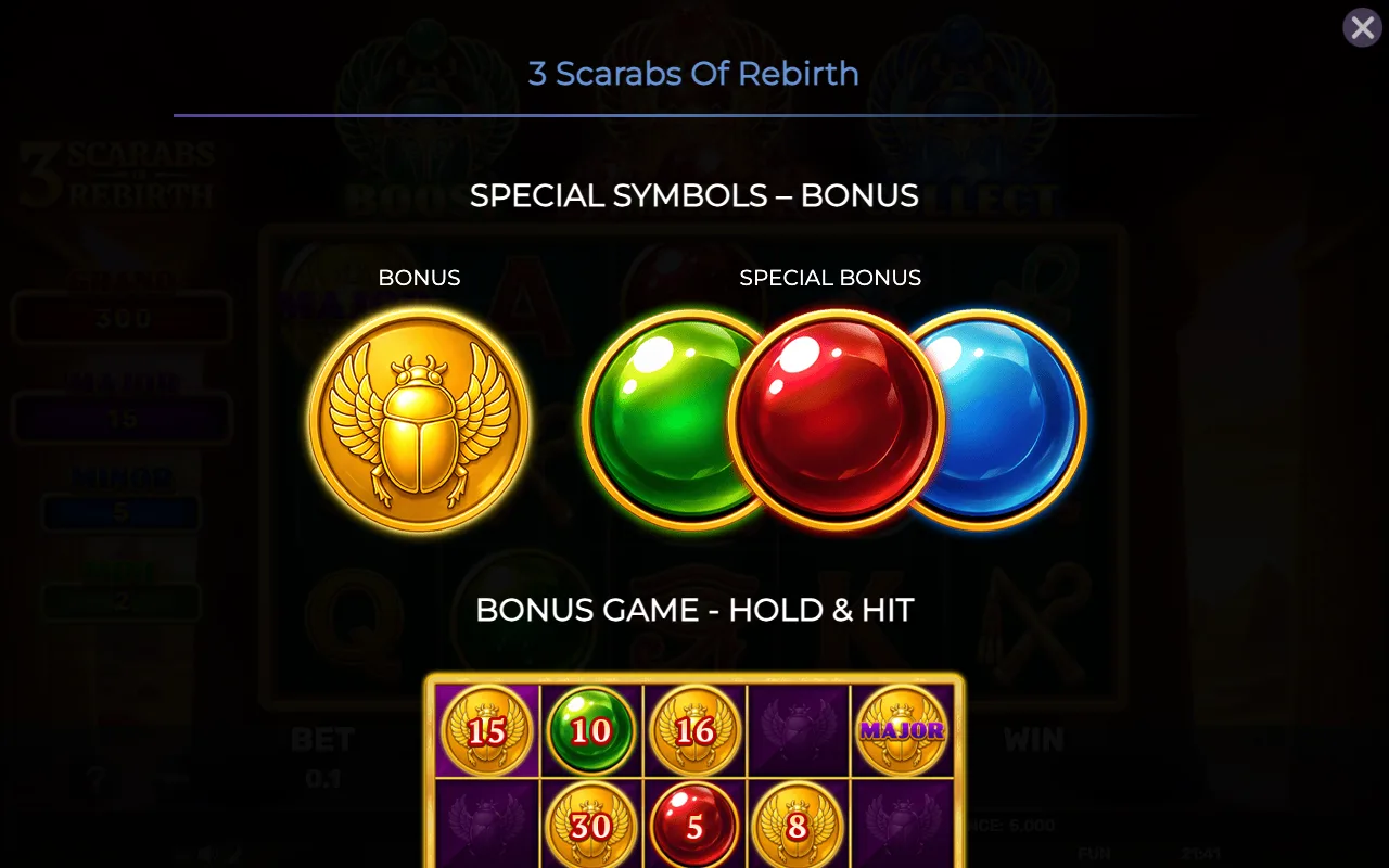 Special symbols - bonus — 3 Scarabs of Rebirth