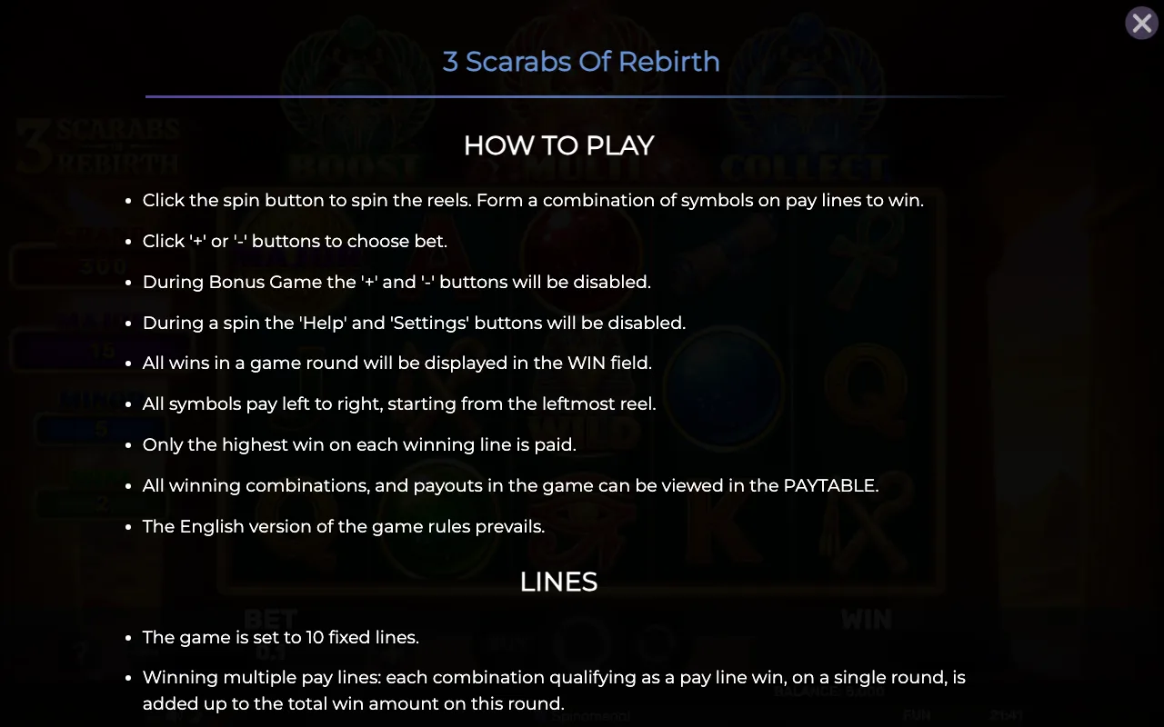How to play — 3 Scarabs of Rebirth
