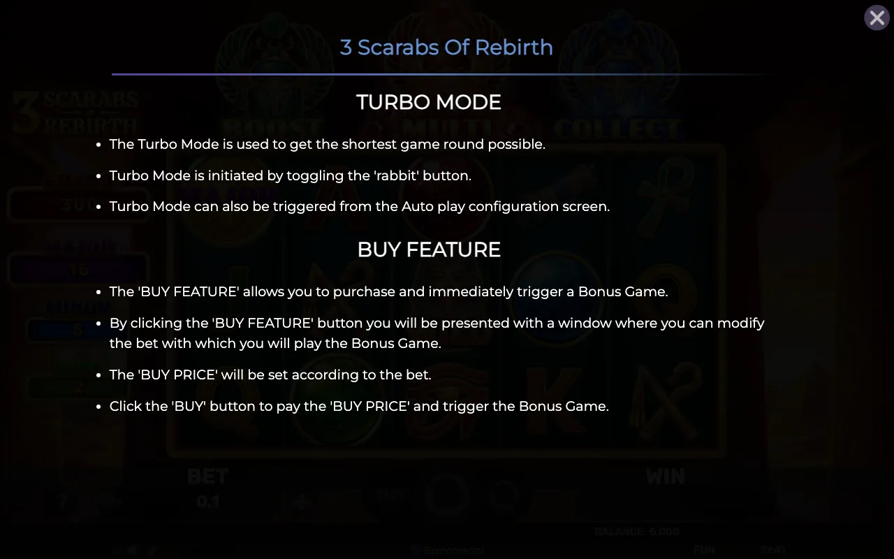 Game rules, page 8 — 3 Scarabs of Rebirth