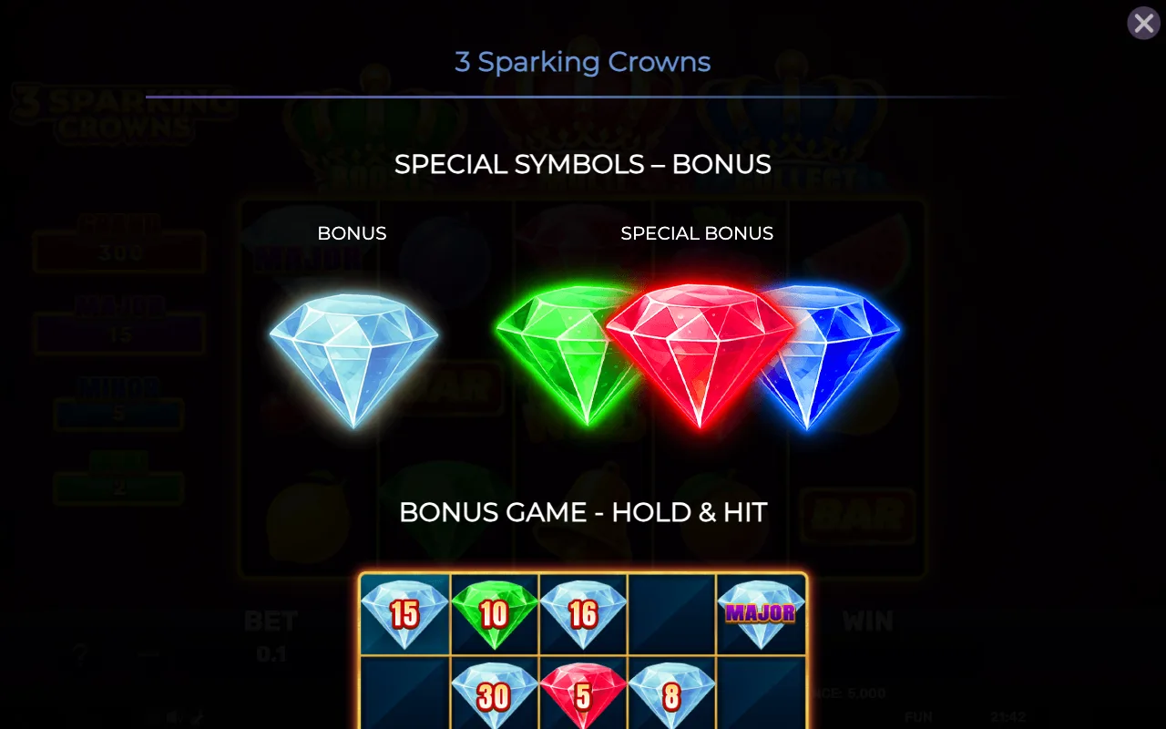 Special symbols bonus — 3 Sparking Crowns