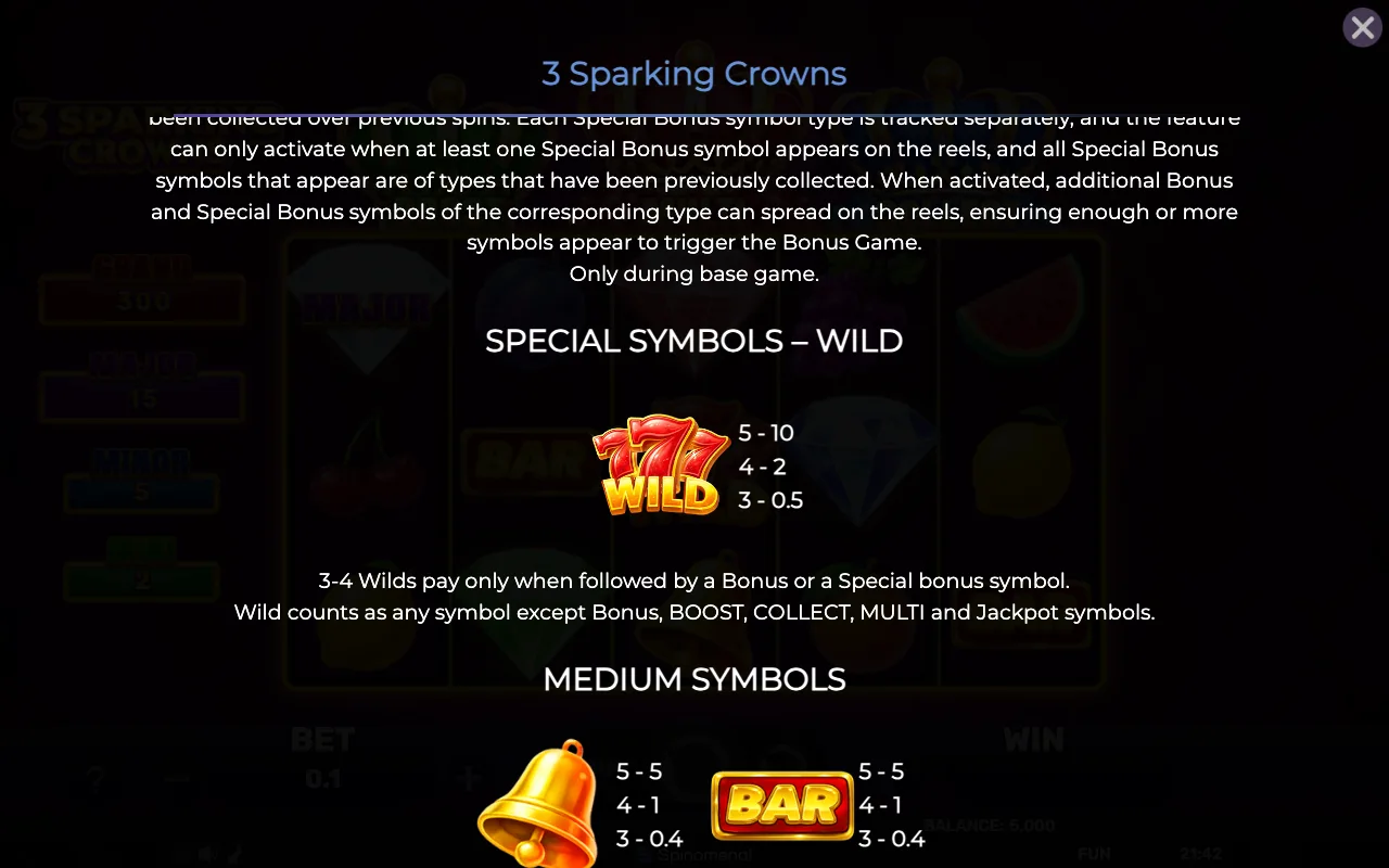 Game rules, page 5 — 3 Sparking Crowns