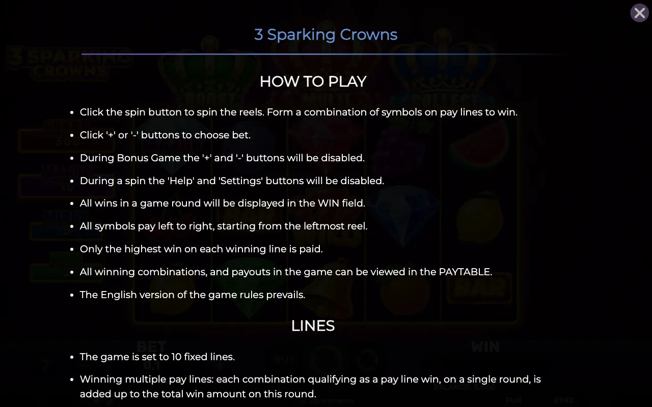 How to play — 3 Sparking Crowns