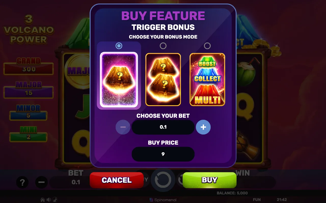Buying the feature — 3 Volcano Power