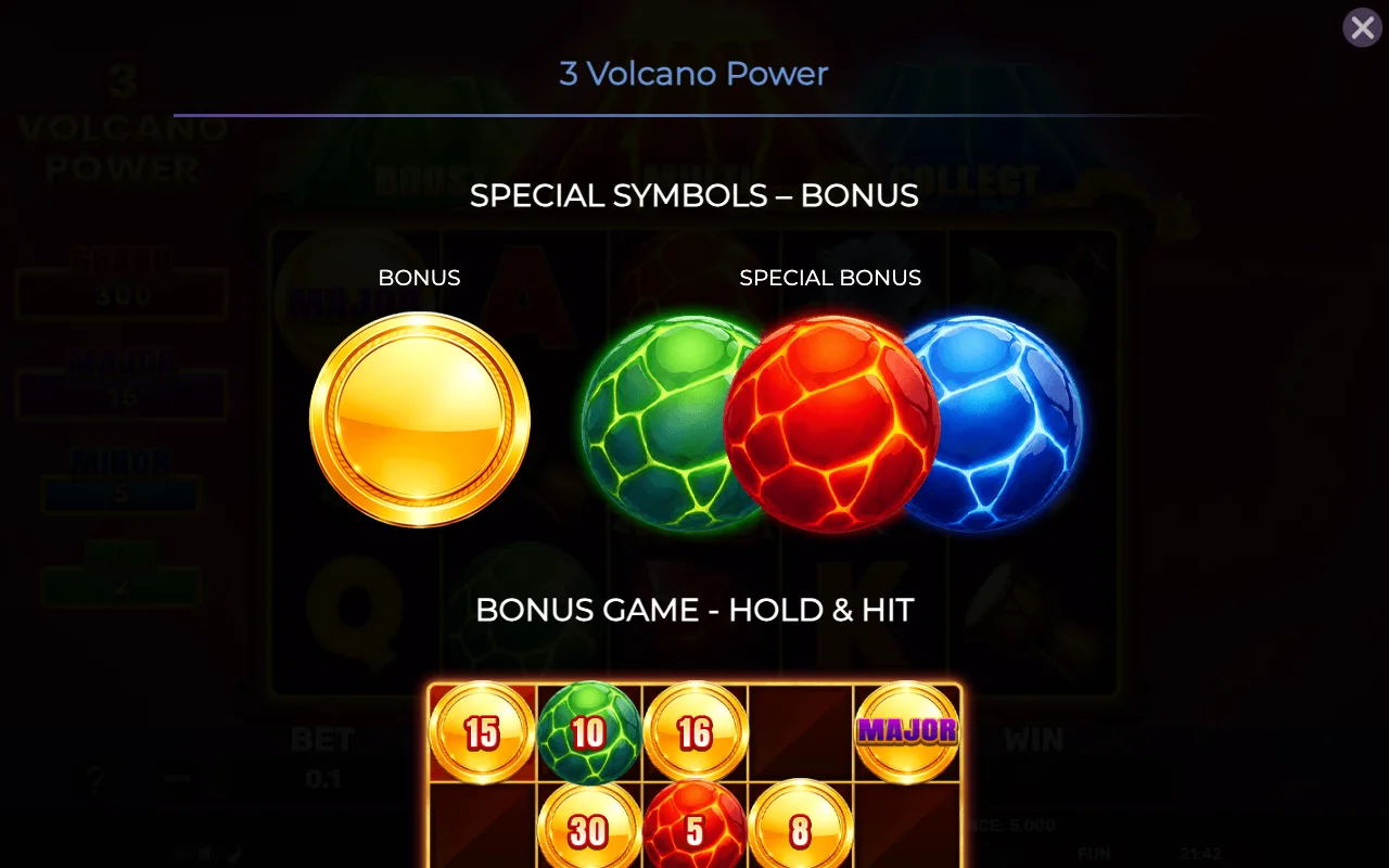 Special symbols - bonus — 3 Volcano Power