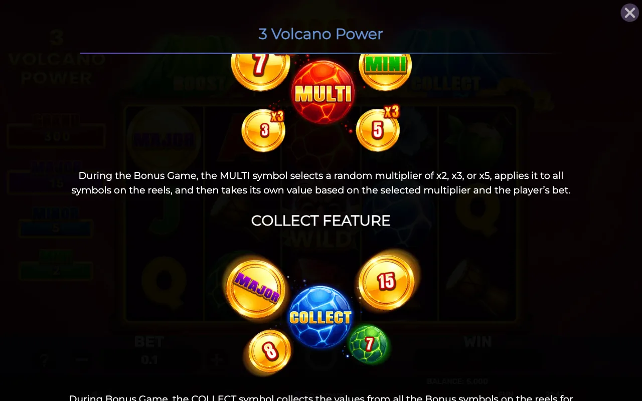 Collect feature — 3 Volcano Power