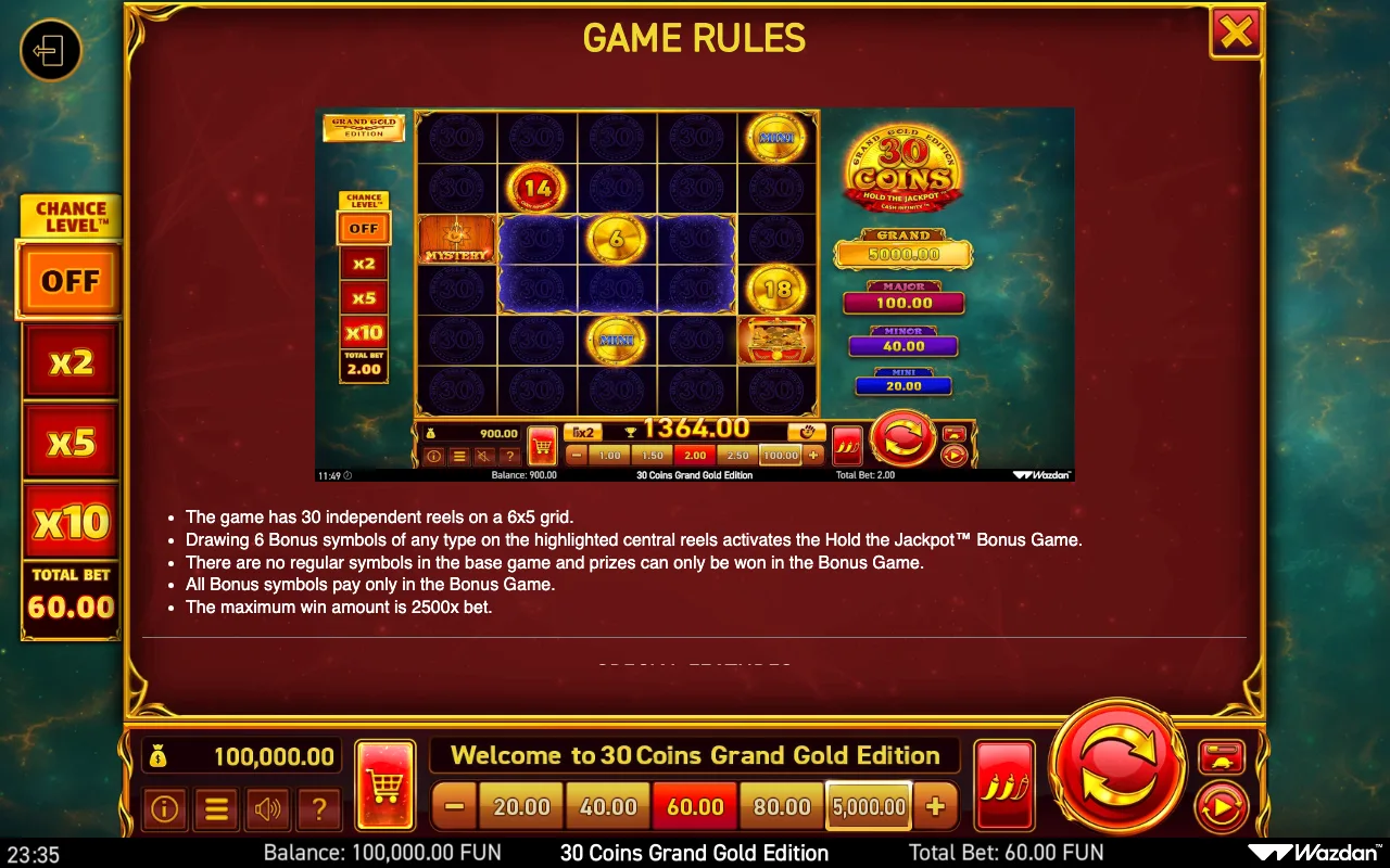 Game rules, page 11 — 30 Coins Grand Gold Edition