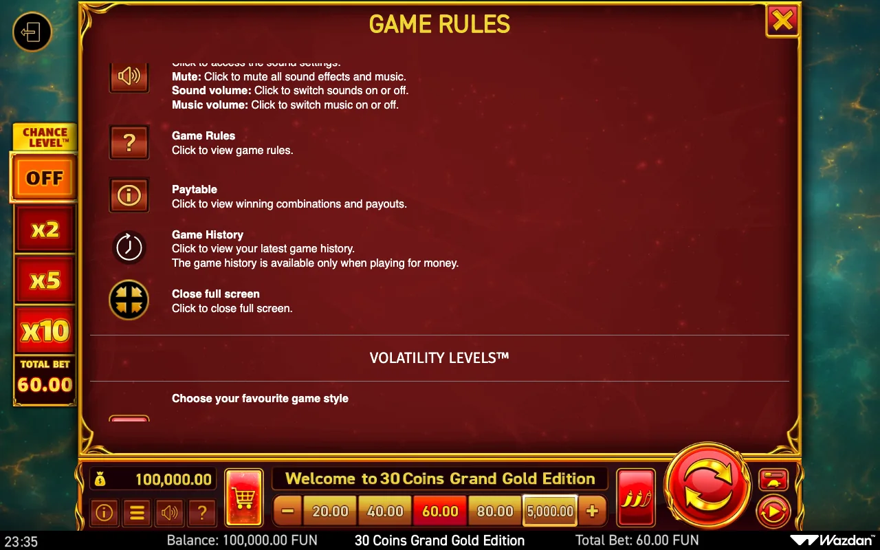 Game rules, page 15 — 30 Coins Grand Gold Edition