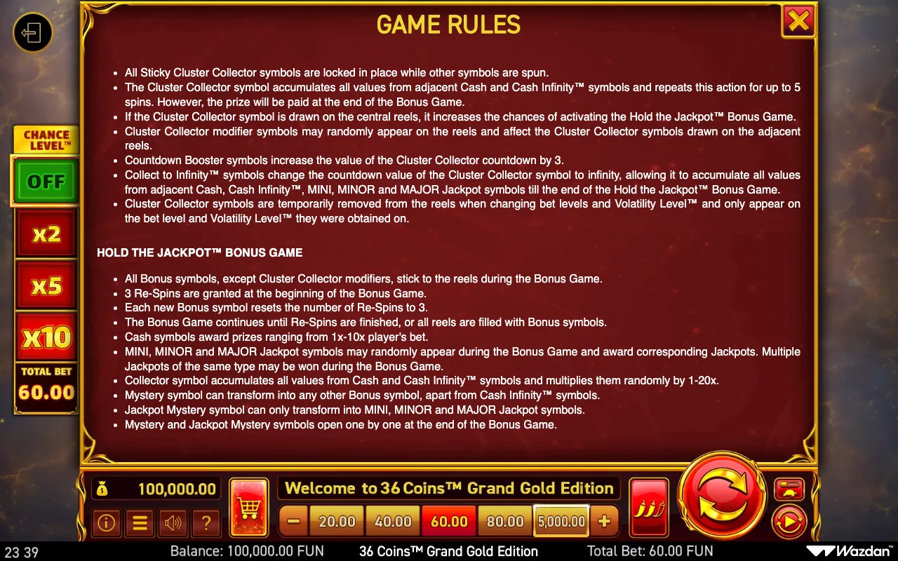 Game rules, page 12 — 36 Coins Grand Gold Edition