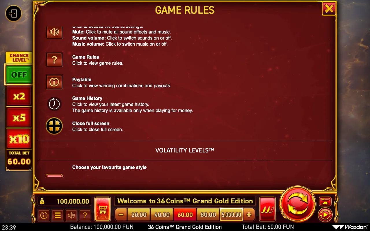 Game rules, page 15 — 36 Coins Grand Gold Edition