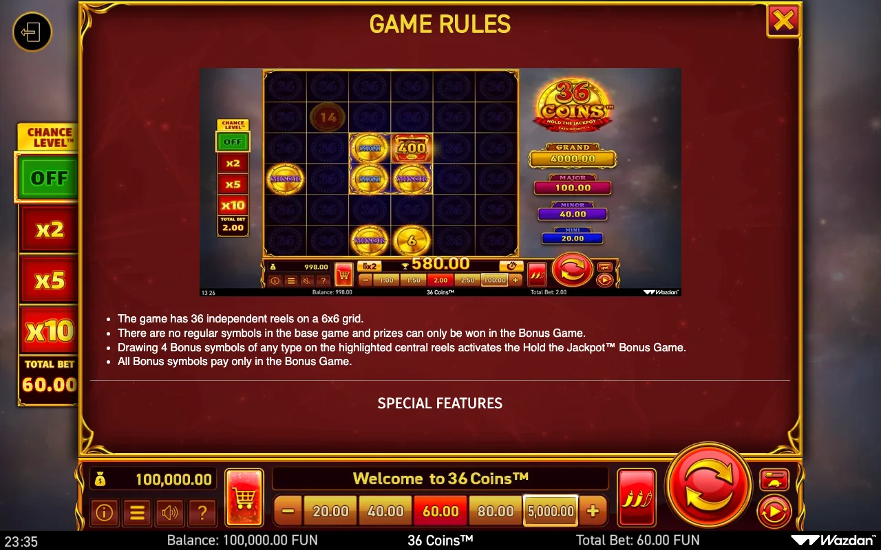 Game rules, page 10 — 36 Coins