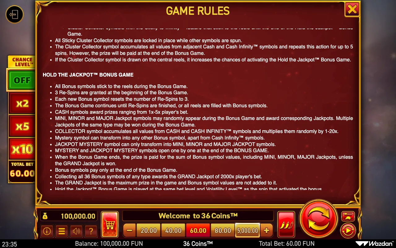 Game rules, page 11 — 36 Coins