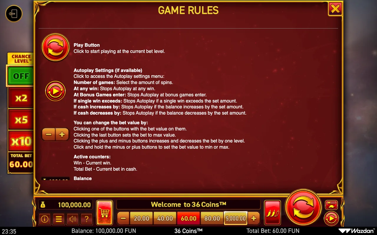Game rules, page 13 — 36 Coins