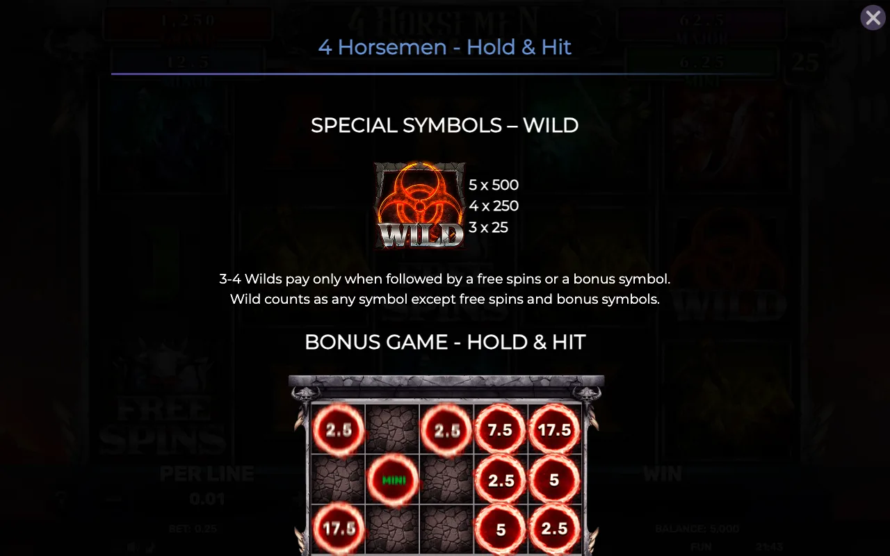 Special symbols - wild — 4 Horsemen Hold Hit