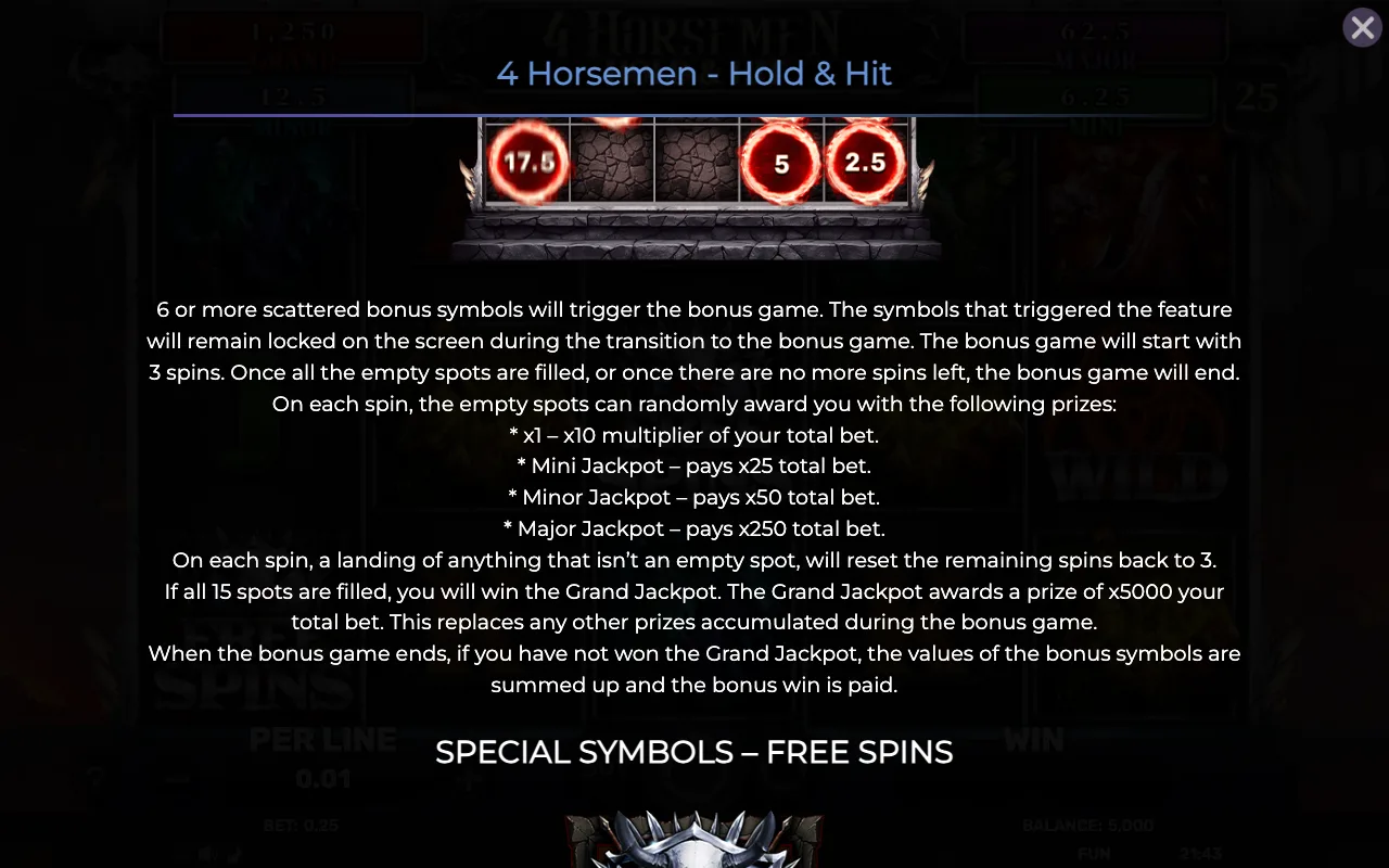 Game rules, page 2 — 4 Horsemen Hold Hit