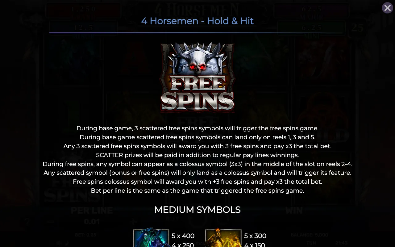 Game rules, page 3 — 4 Horsemen Hold Hit
