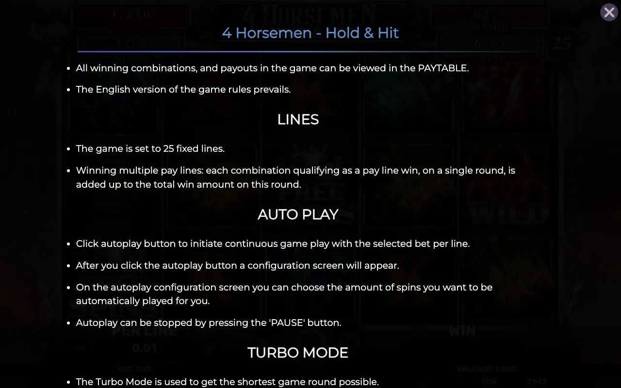 Lines — 4 Horsemen Hold Hit
