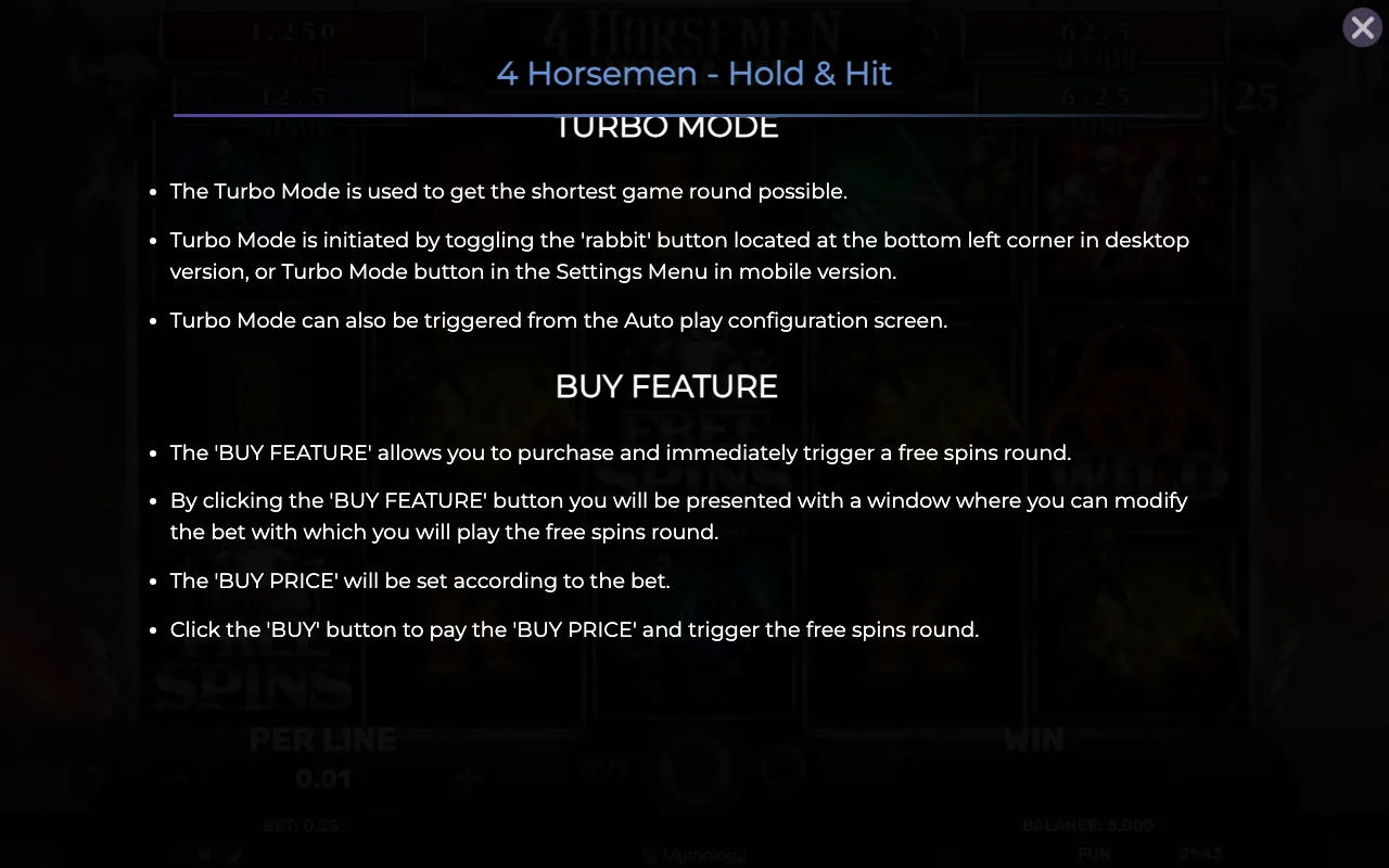 Game rules, page 8 — 4 Horsemen Hold Hit