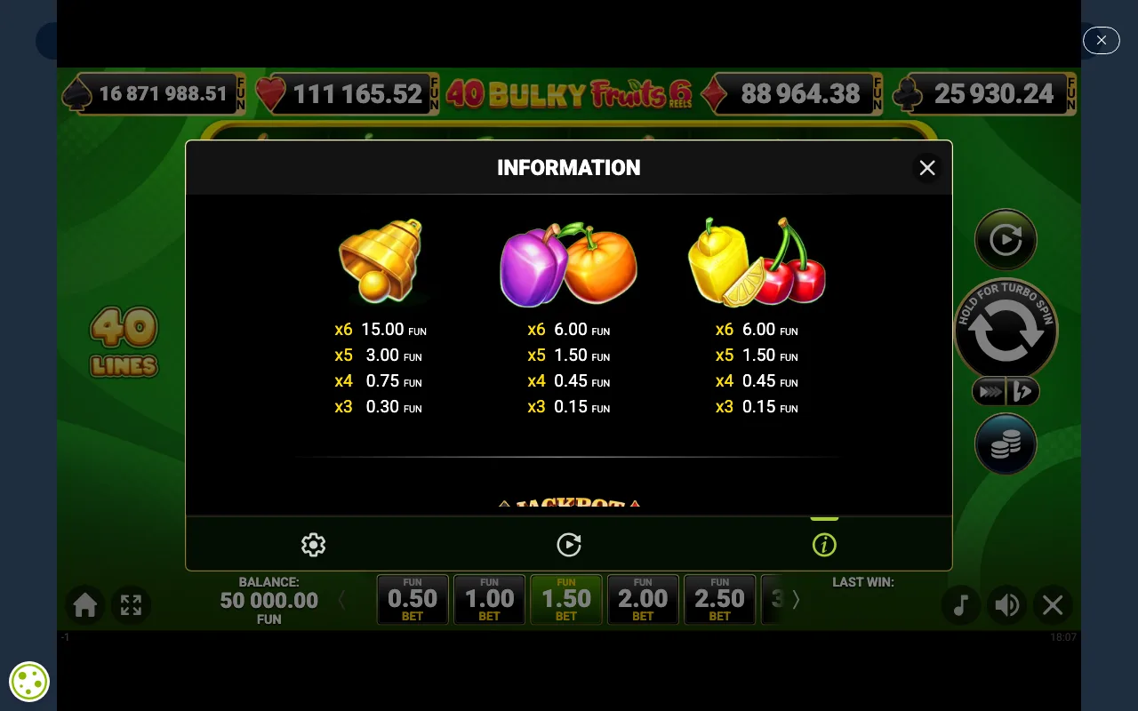 Game rules, page 2 — 40 Bulky Fruits 6 Reels