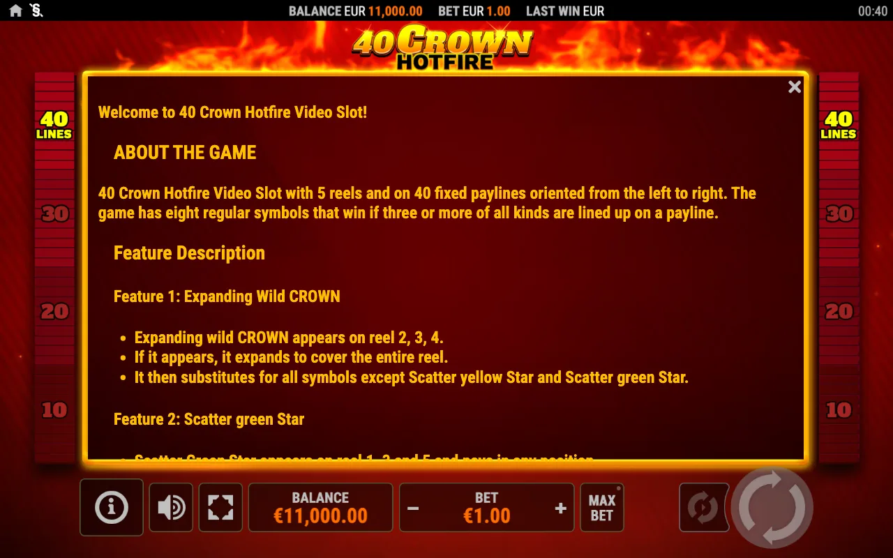 Spielregeln, Seite 1 — 40 Crown Hotfire