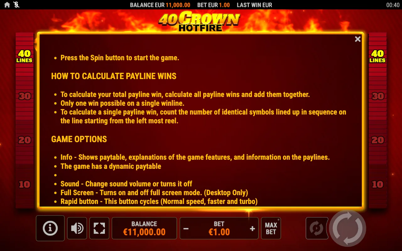 Spielregeln, Seite 3 — 40 Crown Hotfire