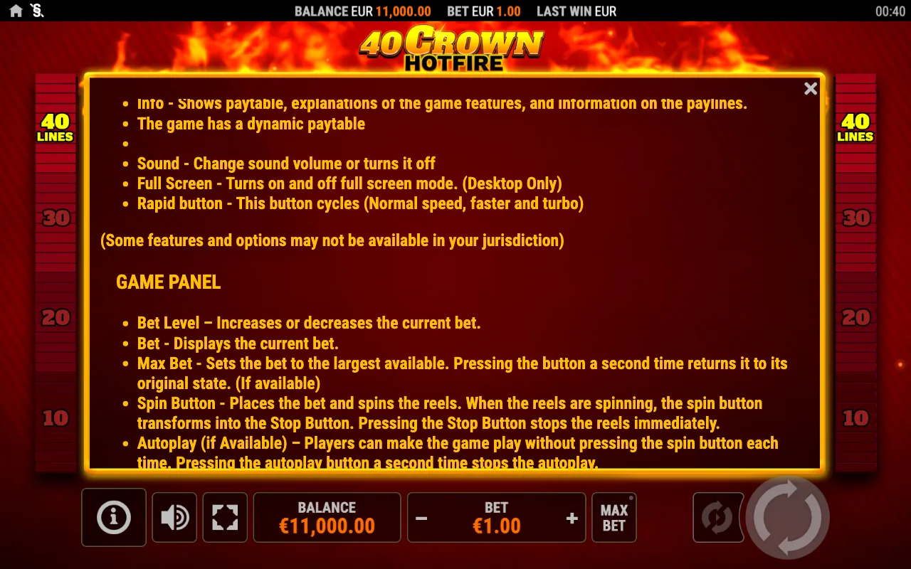 Spielregeln, Seite 4 — 40 Crown Hotfire