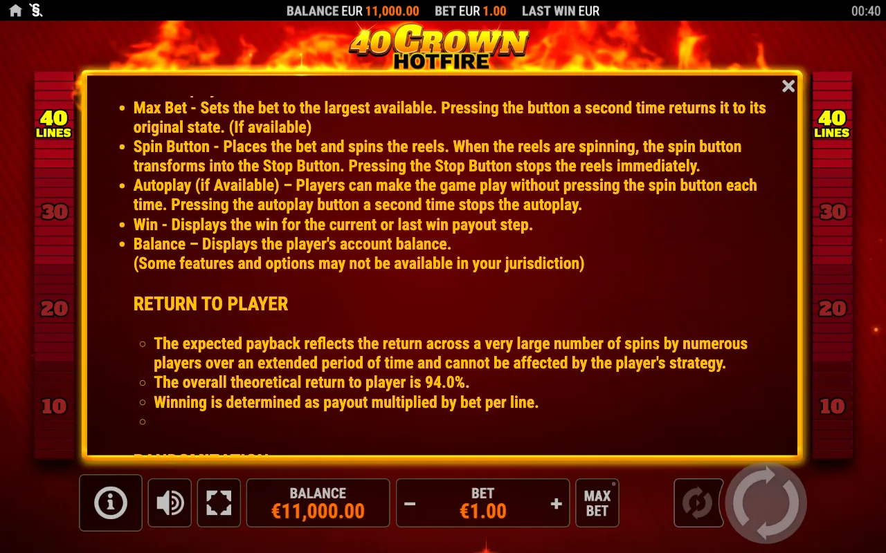 Spielregeln, Seite 5 — 40 Crown Hotfire