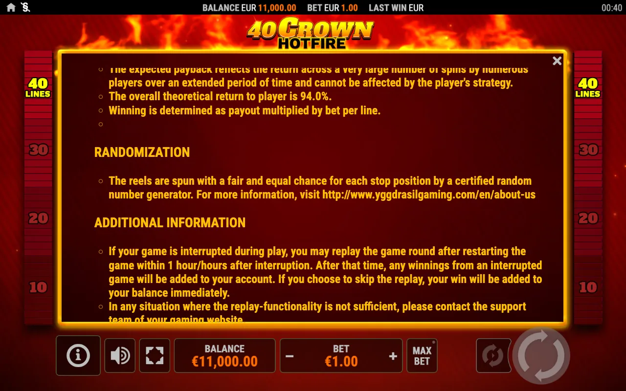 Spielregeln, Seite 6 — 40 Crown Hotfire