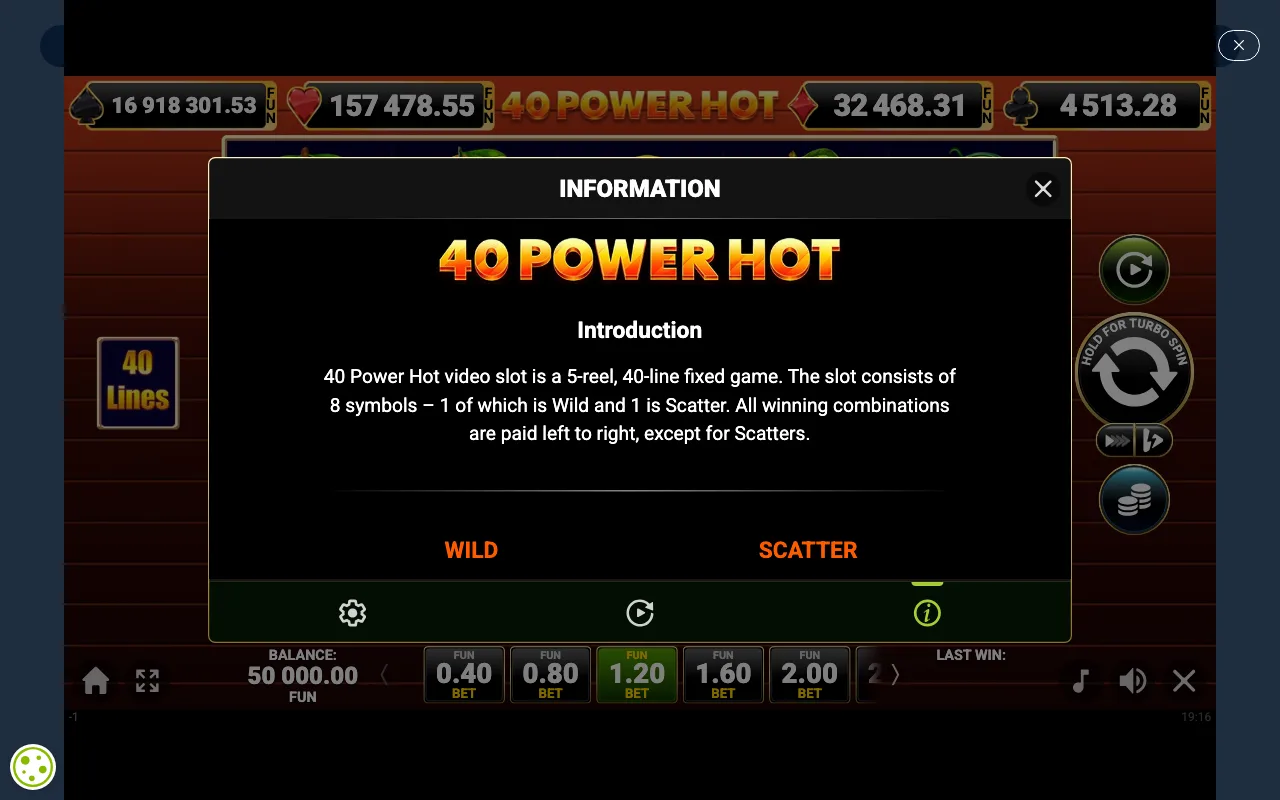Game rules, page 1 — 40 Power Hot