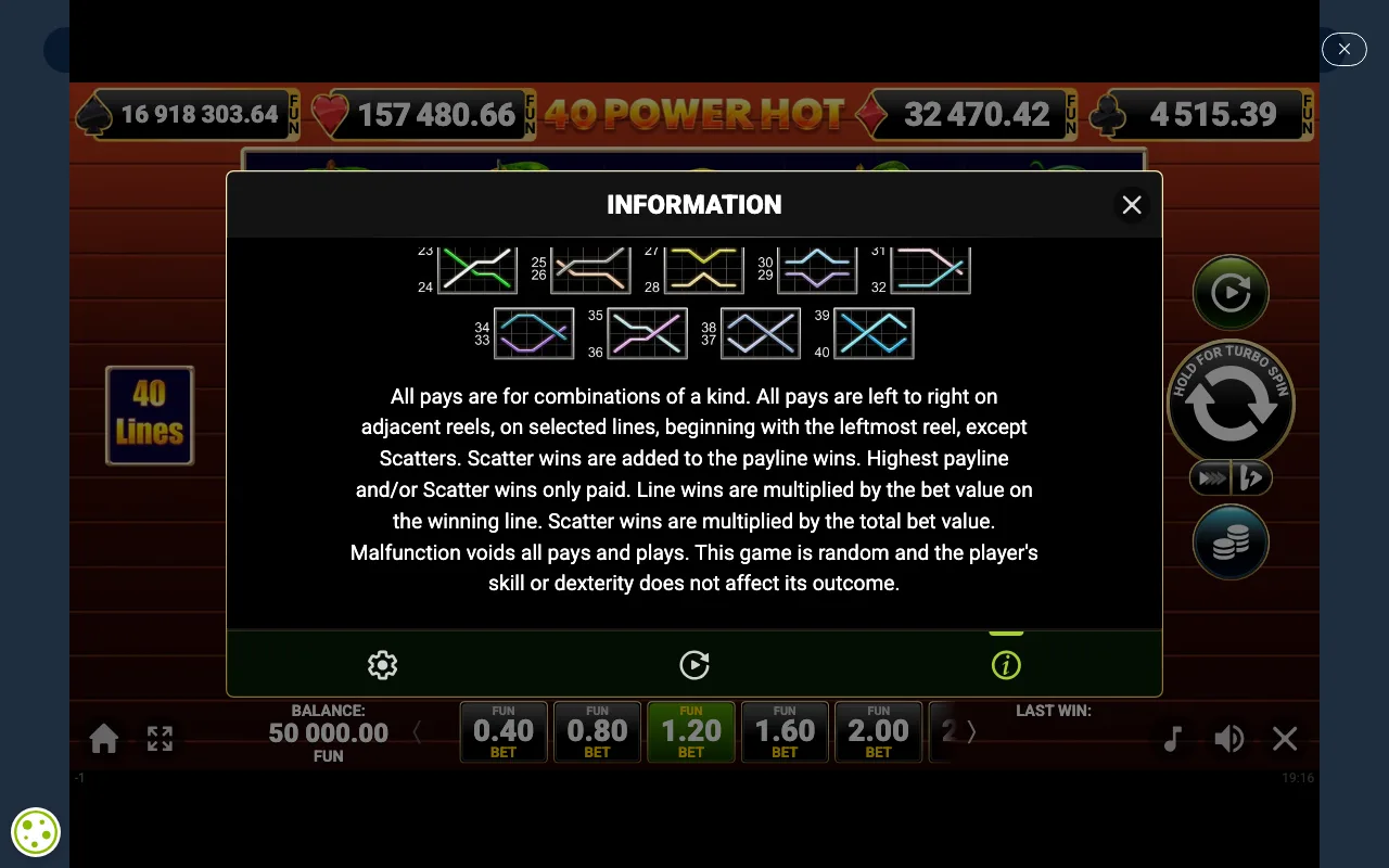 Game rules, page 4 — 40 Power Hot