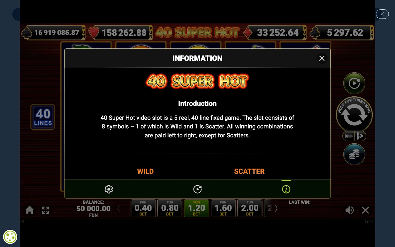 Game rules, page 1 — 40 Super Hot