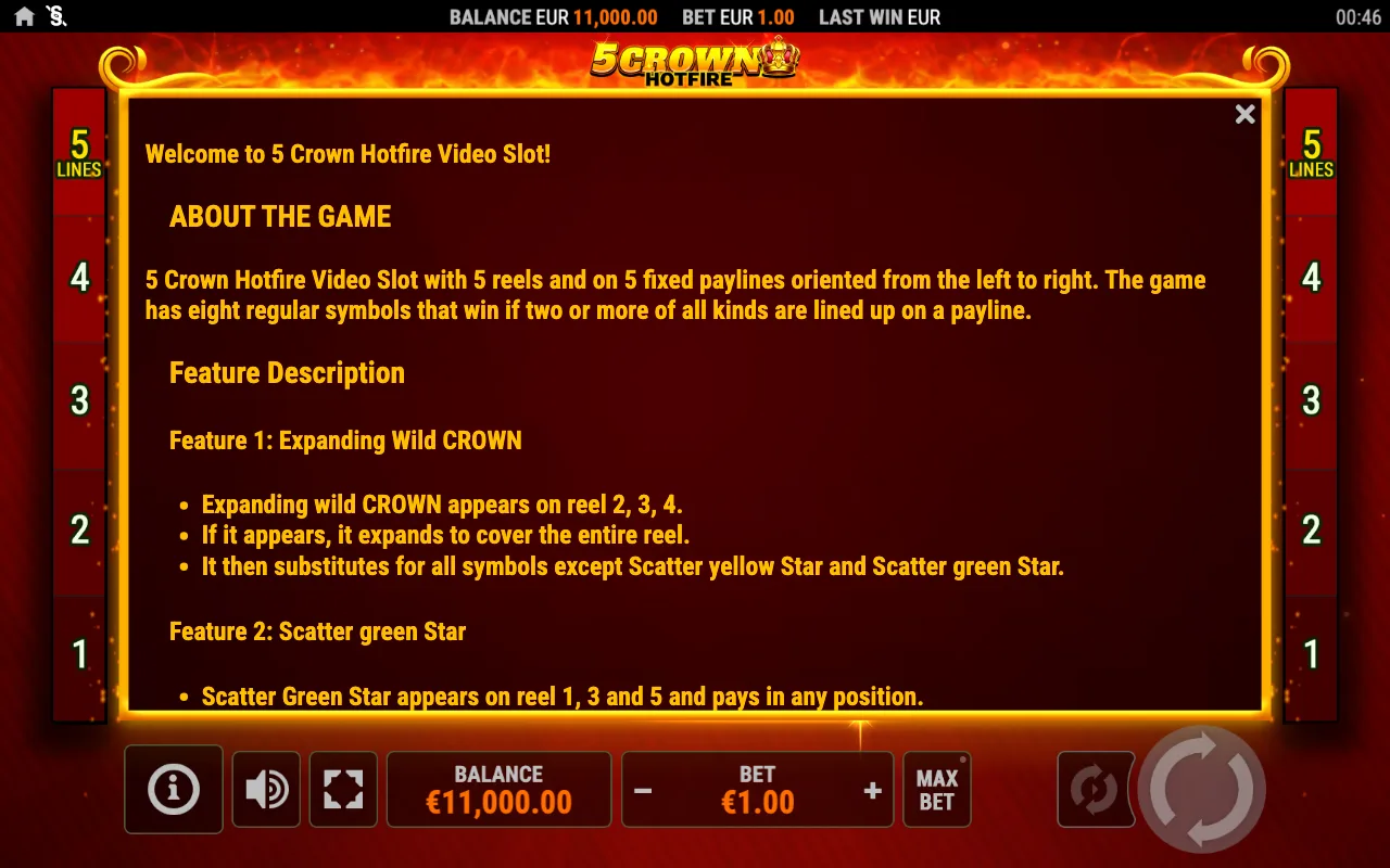 Spielregeln, Seite 1 — 5 Crown Hotfire
