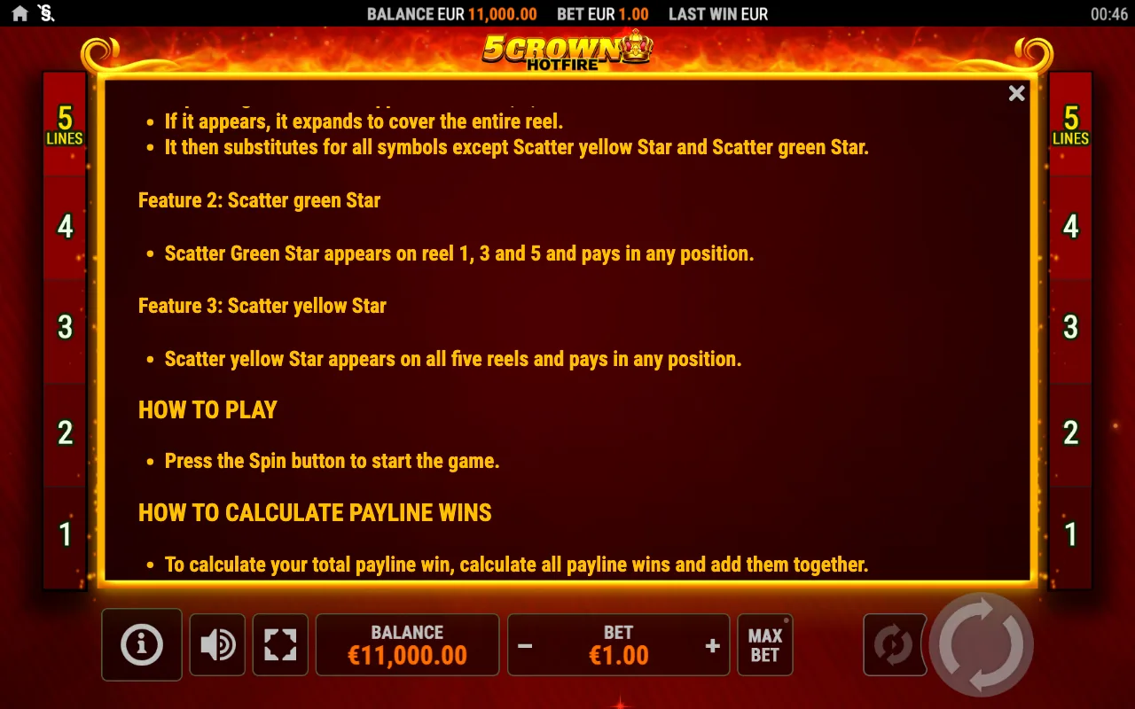 Spielregeln, Seite 2 — 5 Crown Hotfire