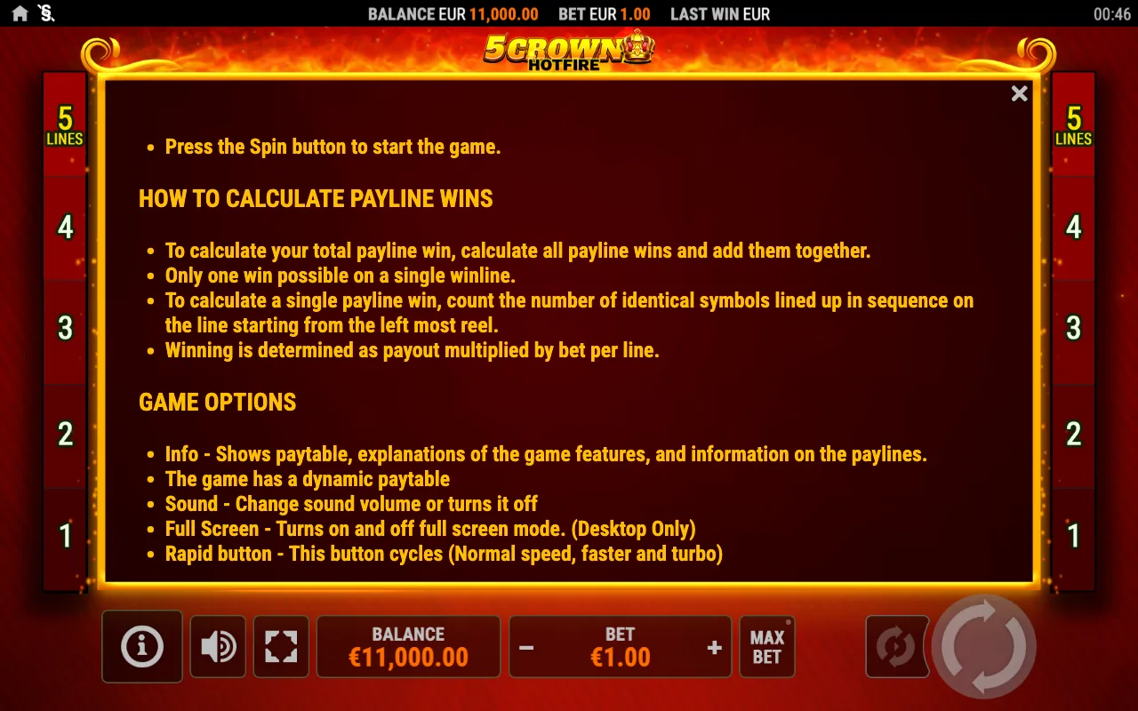 Spielregeln, Seite 3 — 5 Crown Hotfire