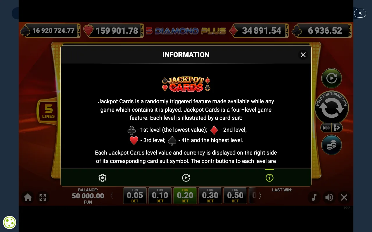 Game rules, page 2 — 5 Diamond Plus