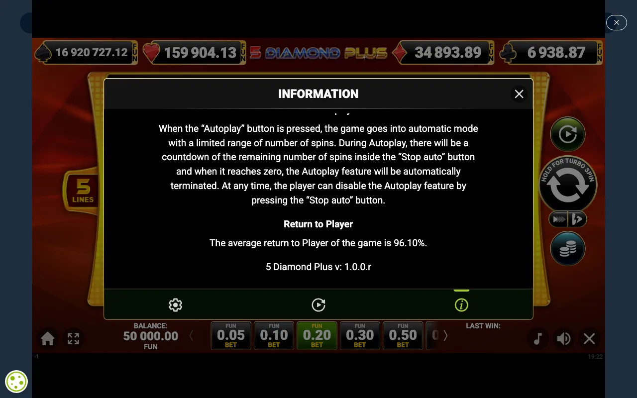 Game rules, page 8 — 5 Diamond Plus